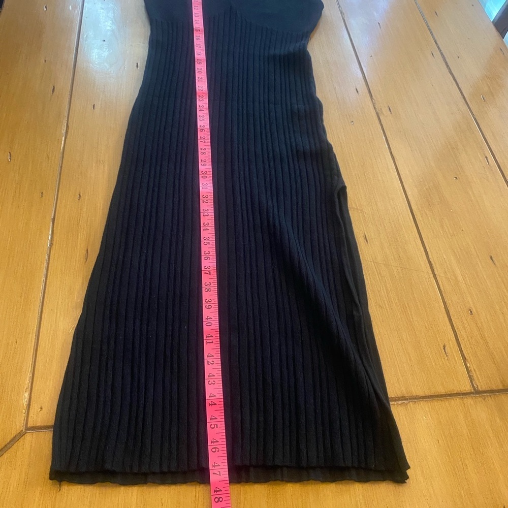 Women’s Sleeveless Turtleneck Maxi Black Sweater Dress Bodycon Texture New S/M - Picture 11 of 15